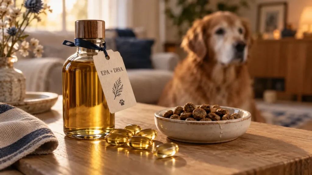 Oméga-3 pour chien : le dosage se calcule en EPA et DHA, pas en cuillères d’huile