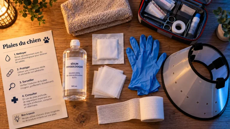 Plaies chien : compresse et matériel de soin pour morsure du chien