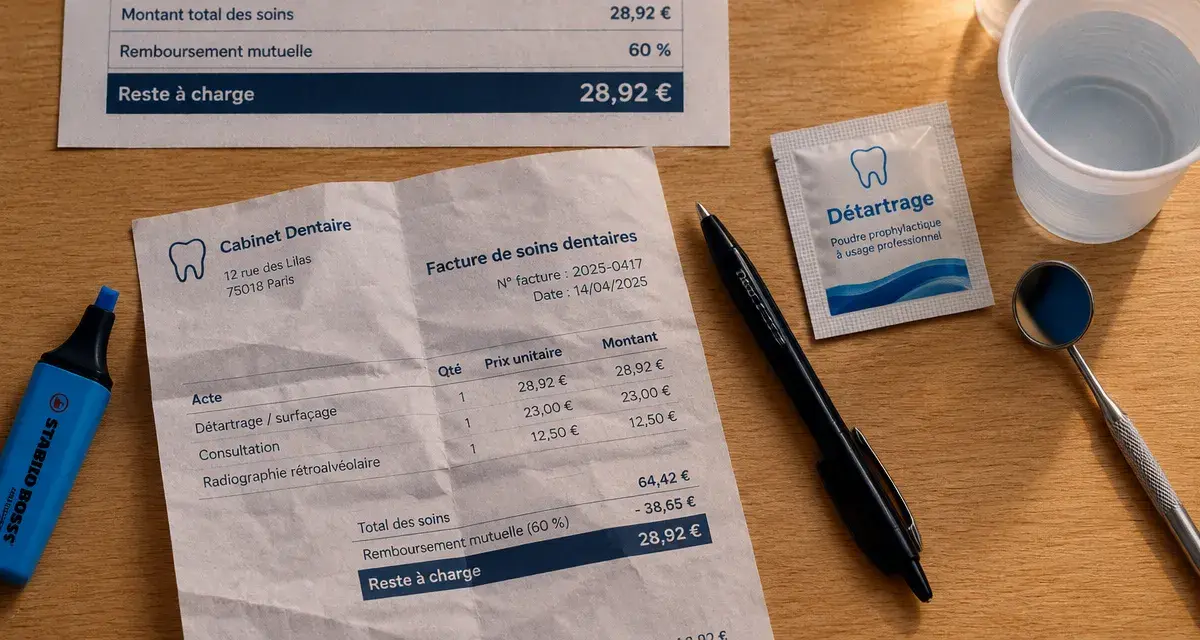 Remboursement détartrage : 28,92 € de base, 17,35 € pris en charge